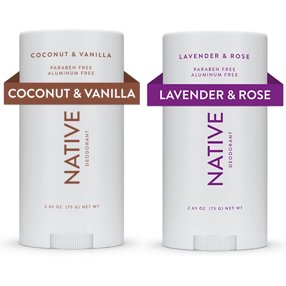 2 Sealed NATIVE natural deodorants lavender & rose, coconut & vanilla